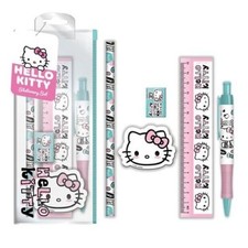 HELLO KITTY INSTA CUTENESS STATIONERY PEN PENCIL RULER RUBBER SET NEW OFFICIAL