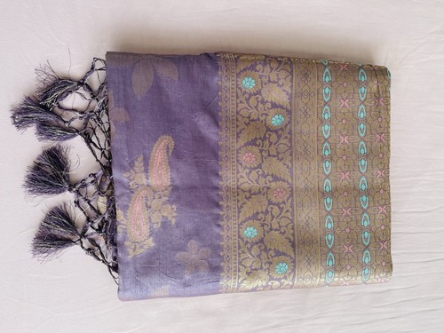 Soft katan purple saree with - purple,