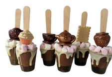 6 x Handmade Belgian Hot Chocolate Stirrers Spoons Sticks with Tea Time decor