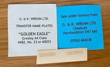 WRENN & Hornby Dublo Gresley A4 Transfer name plates  "GOLDEN EAGLE" W2209