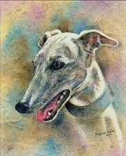 Greyhound Dog art Large signed Print from Original Painting by Suzanne Le Good