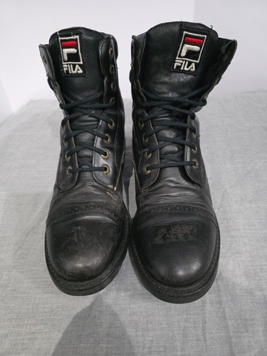 Fila mens black leather boots - leather,
