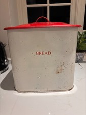 Vintage enamel bread bin with