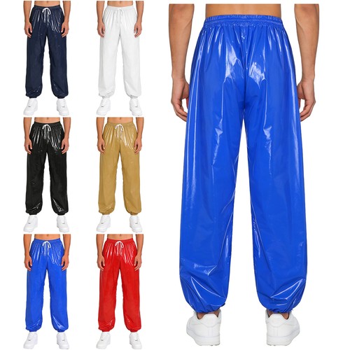 Men glossy track pants - uk,