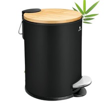 Exitoso 3L Slim Bathroom Bin with Lid Stylish Black Waste Bin for Bedroom