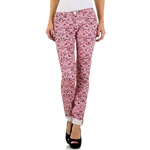 Pink floral fashion jeans with - pink,