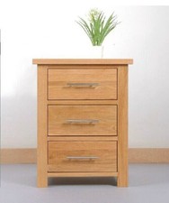 Oak Bedside Table 3 Storage Drawer Nightstand Cabinet Coffee Lamp Table Beige