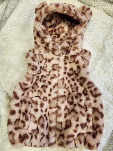 Girls leopard print faux - , fur