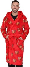 Arsenal F.C. Mens Official Dressing Gown Fleece Hooded Robe M, Red 