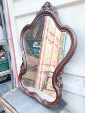 VINTAGE LARGE BIG WOODEN MIRROR GOTHIC SHAPED REVIVAL WOOD
