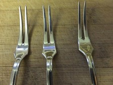3 Guy Degrenne StainlessSteel Snail/Pickle Forks PERLES PATTERN Made in France A