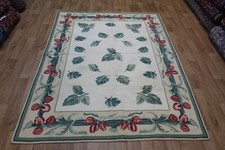 Antique Portuguese Needlepoint Rug, Floral Design, Circa 1940.