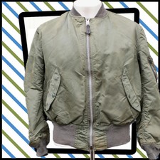 Vintage ALPHA IND. Intermediate MA-1 Bomber Reversible JACKET Green L   377 B