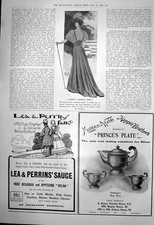 Original Old Antique Print Corselet Effect Gown Mappin Webb Princes Plate 1906