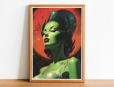 Green Kitsch Lady 04 Art Print