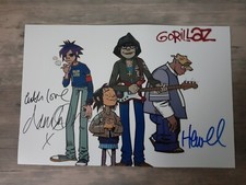 GORILLAZ SIGNED 12 X 8 AUTOGRAPHED PHOTO DAMON ALBARN + JAMIE HEWLETT..REAL