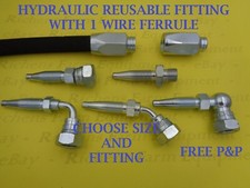 Hydraulic BSP Reusable Hose Fitting/Insert with 1 Wire Ferrule, Free p&p
