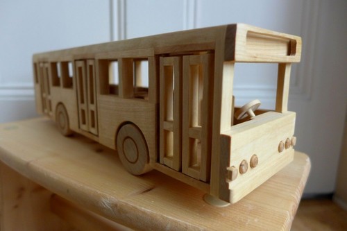 Wooden toy bus - wooden,