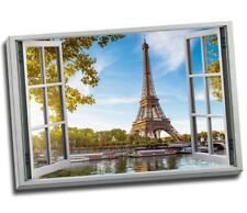 Autumn Paris Eiffel Tower 3D Window Effect Canvas Print Large 30x20"