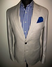 MARKS SPENCER LINEN Houndstooth Check BOATING BLAZER JACKET Suit SPORTS COAT New