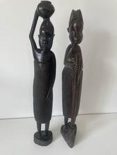 Hand Crafted African Ebony/Blackwood Statues Set of 2 - Made In Kenya
