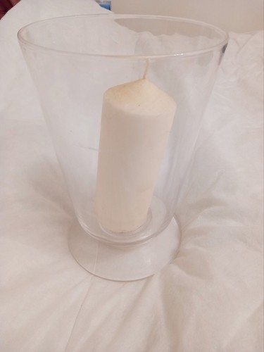 Large glass hurricane candle - glass,