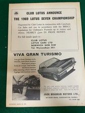 CLUB LOTUS SEVEN BRSCC & VIVA GRAN TURISMO JACK BRABHAM ADVERT A4 FILE 51