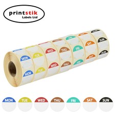 Day Dot Food Labels Set of 7 Rolls x 1000 / Catering Stickers