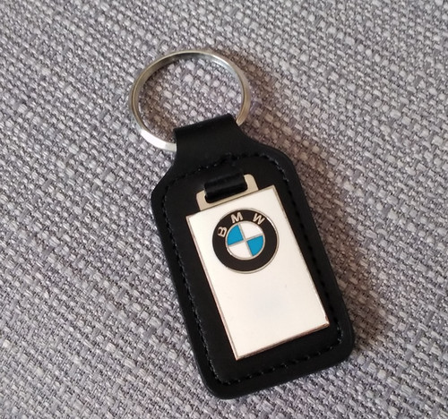 New bmw black leather keyring - new,