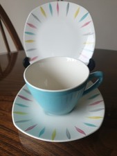 Retro Midwinter Abstract  Cup Saucer Plate Set 1950's Stylecraft Rare