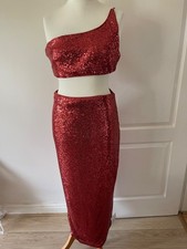 Asos one shoulder red sequin