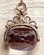 Antique vintage 9ct Yellow Gold Pendant Fob swivel purple stone amethyst?