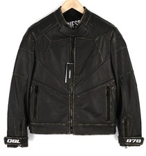 DIESEL L-Team Mens Jacket M Biker Cowhide Leather Padded Shoulder Aged RRP€795 *