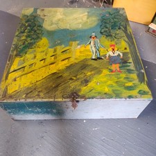 Vintage hand painted wooden box featuring Andy Pandy and Looby Loo charming