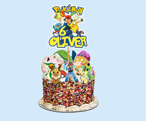 Pokemon personalised cake - pokemon,