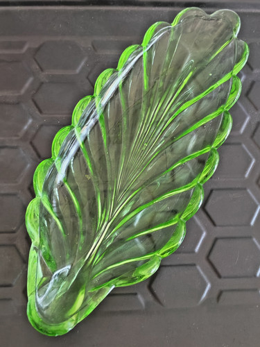 Vintage pressed glass leaf - vintage,