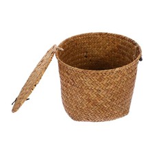  Large Woven Storage Baskets Wicker with Lid Sundries Room Arranging Boxes