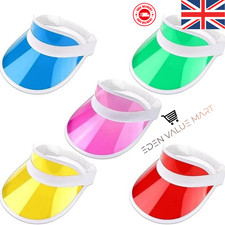 Unisex Womens 80s Neon Sun Visor Retro Golf Visor Hat for Sports Fancy Dress UK