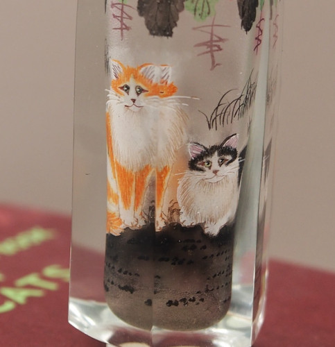 Cats reverse painted - reverse, in