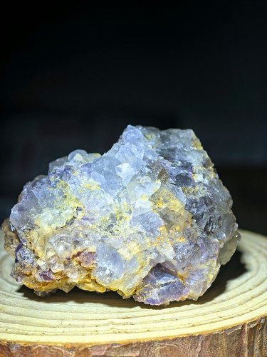 Raw purple yellow fluorite - yellow,