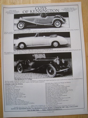 Coys kensington lagonda - of,