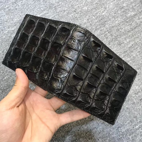 Black genuine alligator - black,