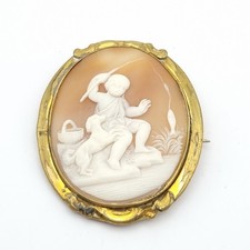 Antique Shell Cameo Dog &