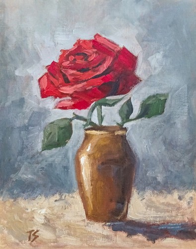 Rose vase original oil - a,