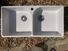 Double Belfast sink, used, white