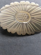 Vintage Iridescent Mother of Pearl Floral Brooch Hand-Carved Shell Pin