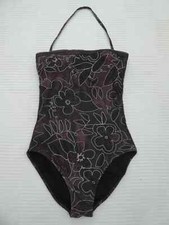 Gideon Oberson floral/chain h'neck/strapless pad top swimming costume Size 12
