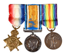 World War One 1914 Mons Satr & BWM/VIC Trio Soldiers Miniature Medal Group