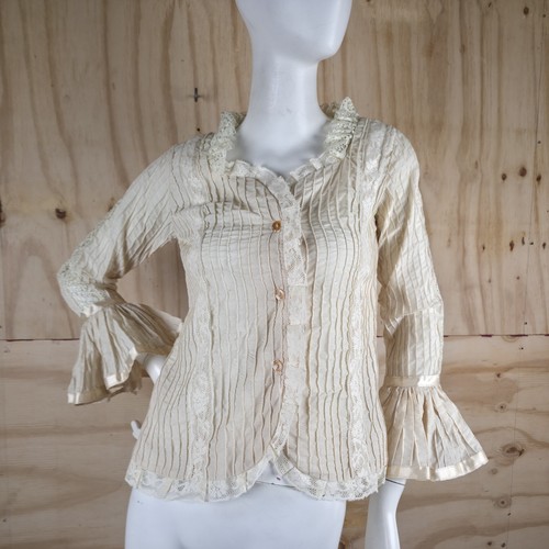 1970s prairie blouse cream - 1970s,