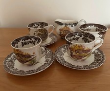 Royal Worcester Palissy Game Series - Set of 3 Coffee Cups, Saucers, Milk, Sugar